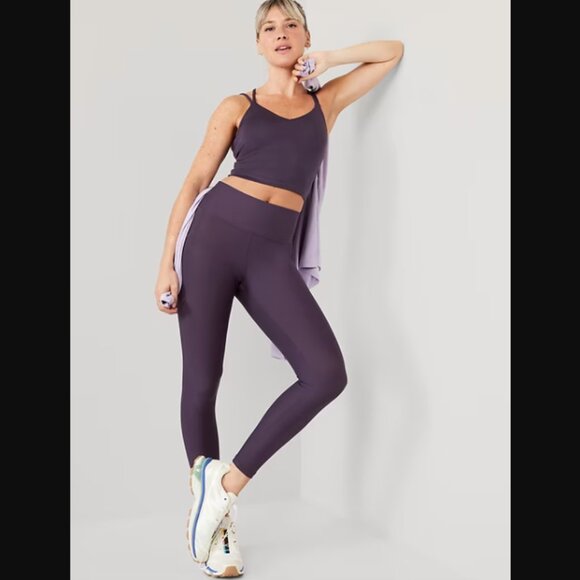 NWT Old Navy ACTIVE 7/8 crop purple leggings light compression size small NEW - Picture 1 of 14